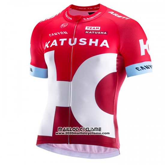 2016 Maillot Ciclismo Katusha Alpecin Blanc et Rouge Manches Courtes et Cuissard